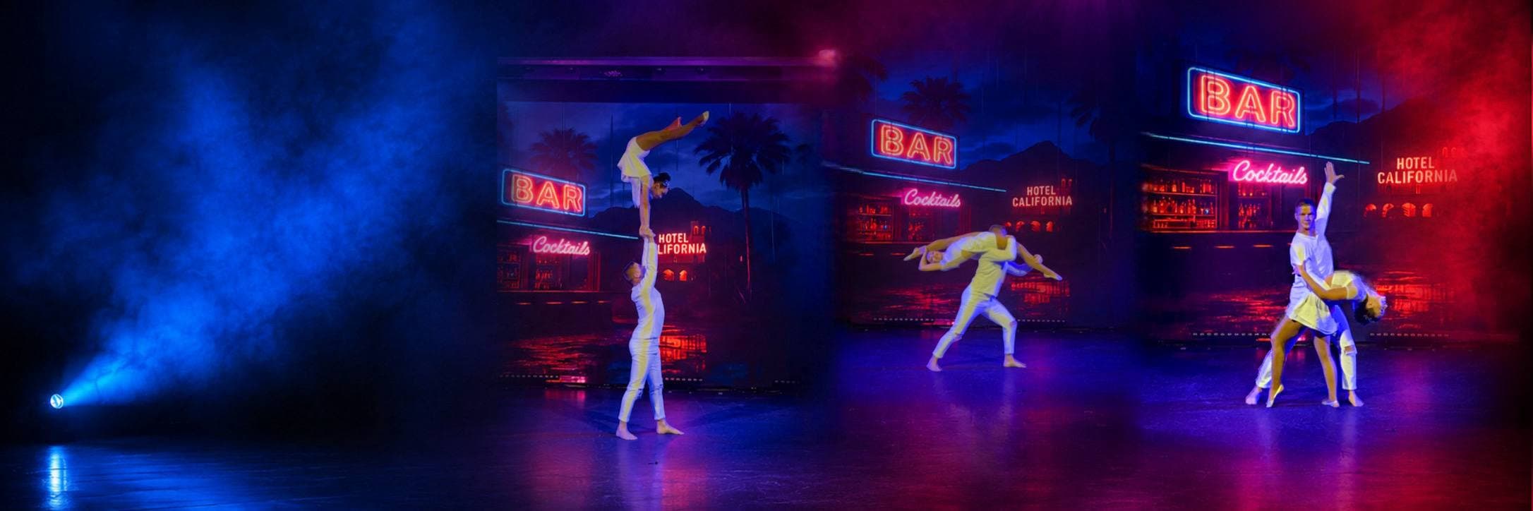 Adagio acrobatic duo performing partner balances